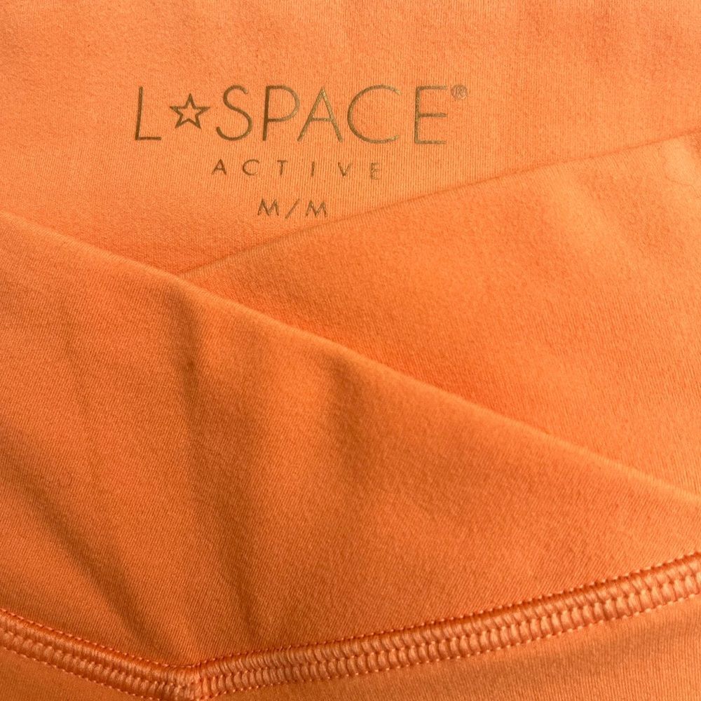 L*Space orange bike shorts, high-waisted, V front, size Med - Picture 4 of 8